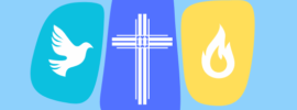 Christliche Schulen Bild mit Taube, Kreuz, Flamme