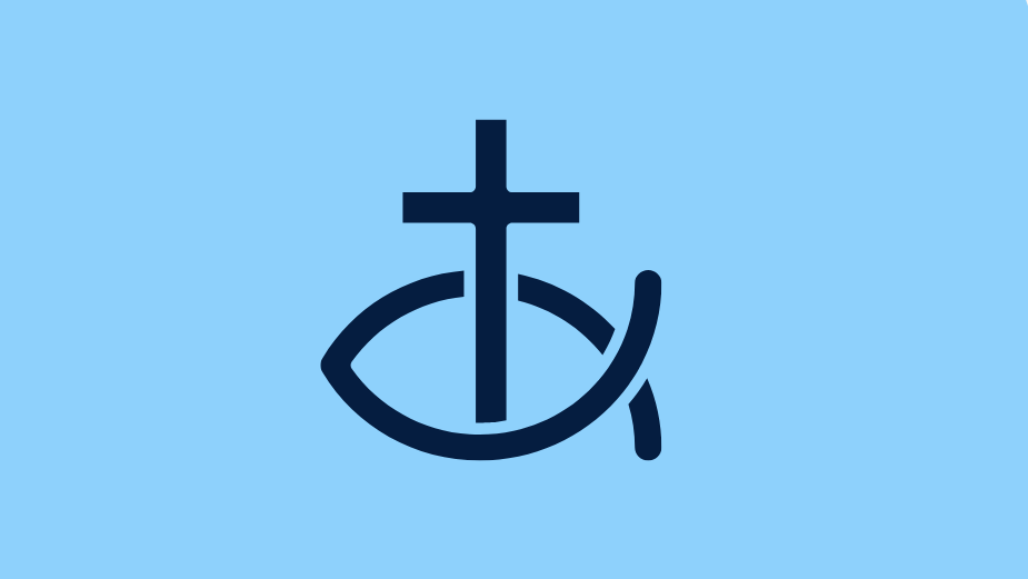 Christliches Symbol mit Fisch und Kreuz