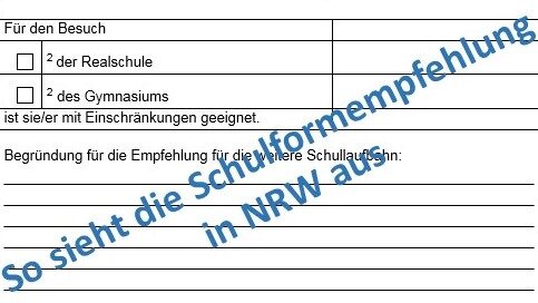 So sieht die Schulformempfehlung in NRW aus