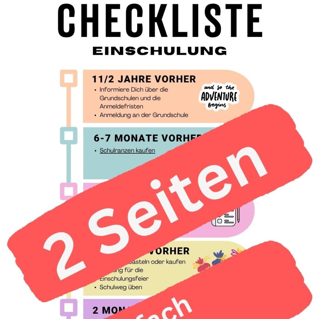 Checkliste Einschulung kostenlos