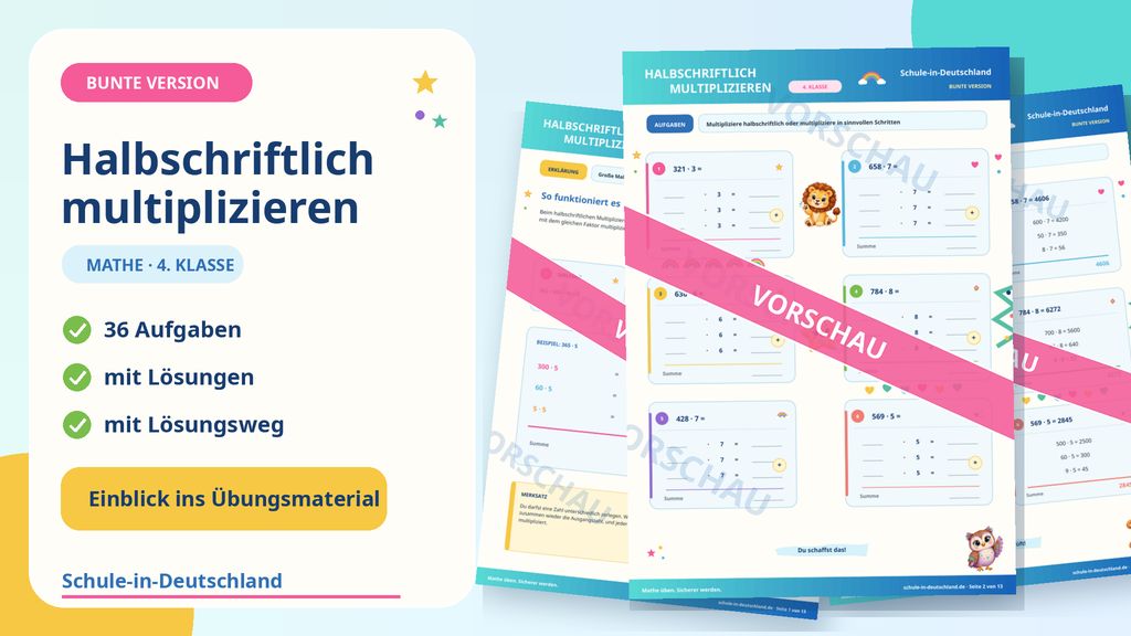 Mathe Übungsblätter 4. Klasse